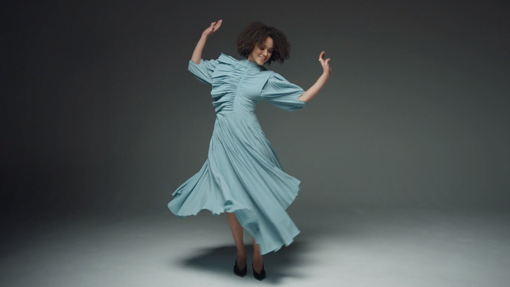 Still from Harper's Bazaar video shoot featuring Nathalie Emmanuel, by Rise Media