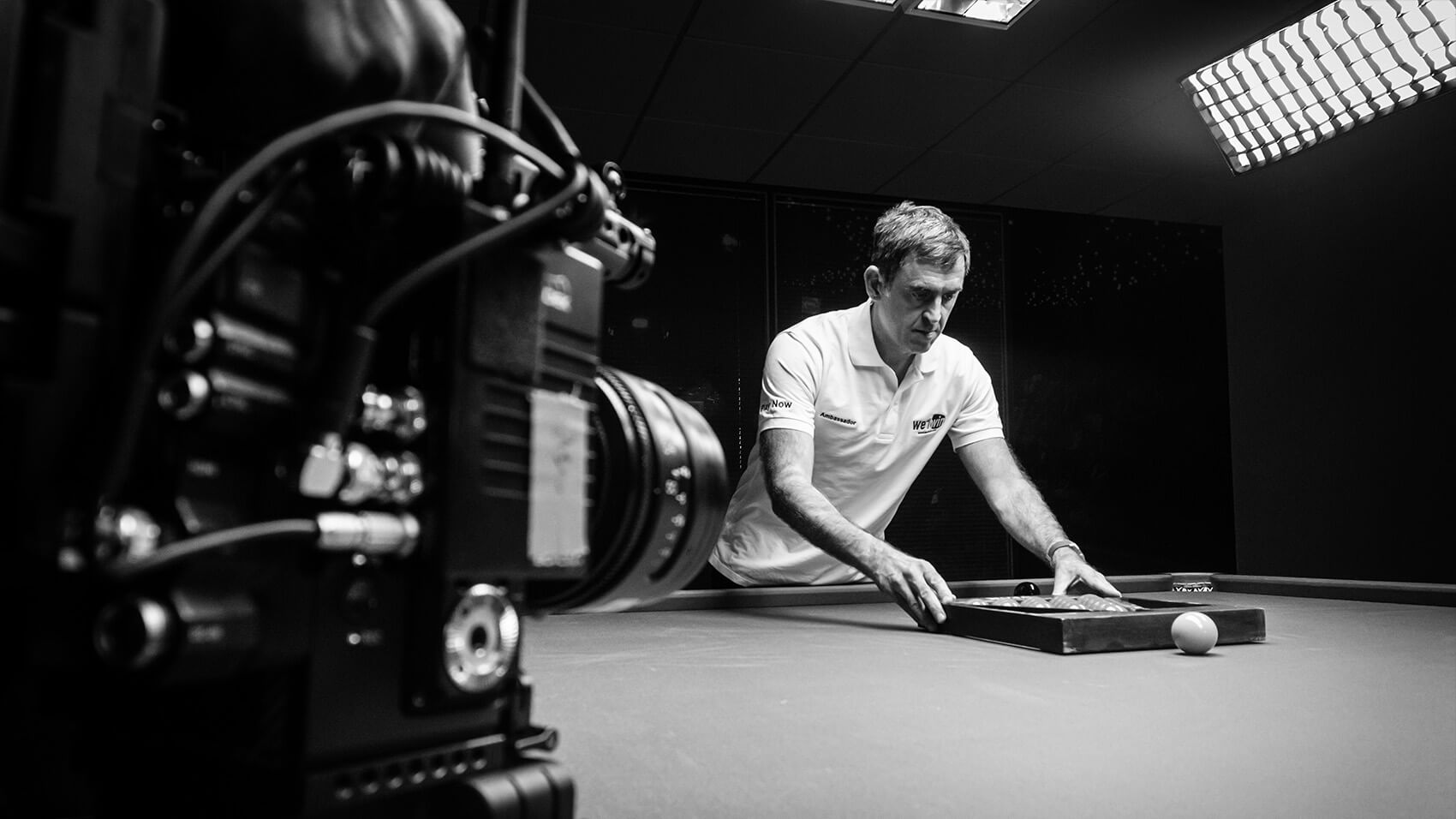 Still from We1Win video shoot featuring Ronnie O'Sullivan, by Rise Media