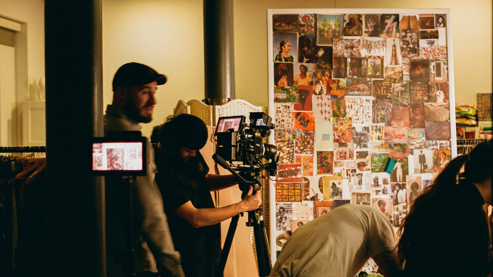 Members of the Rise Media team on set for Pandora