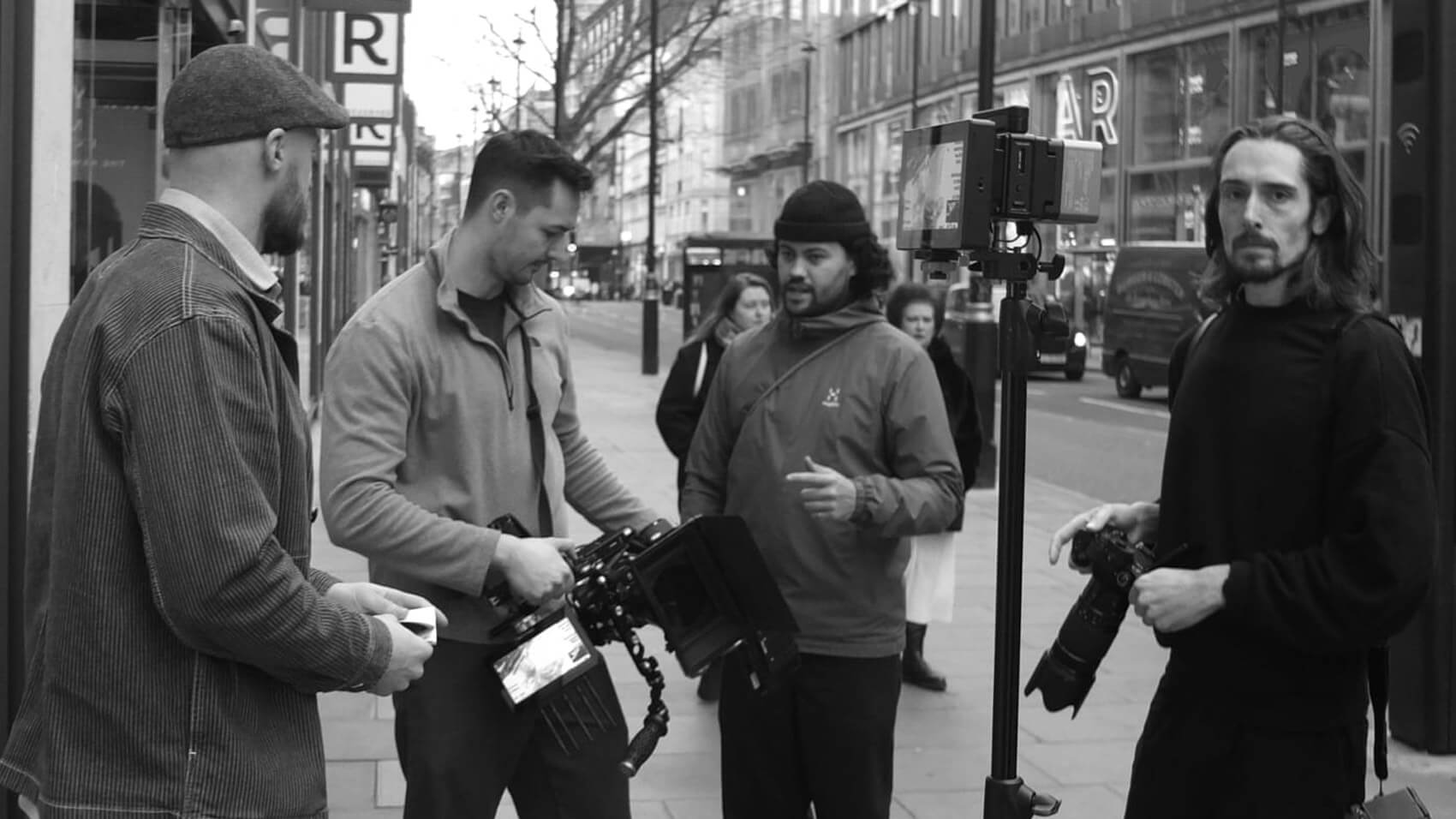 Members of the Rise Media team on set for Pandora