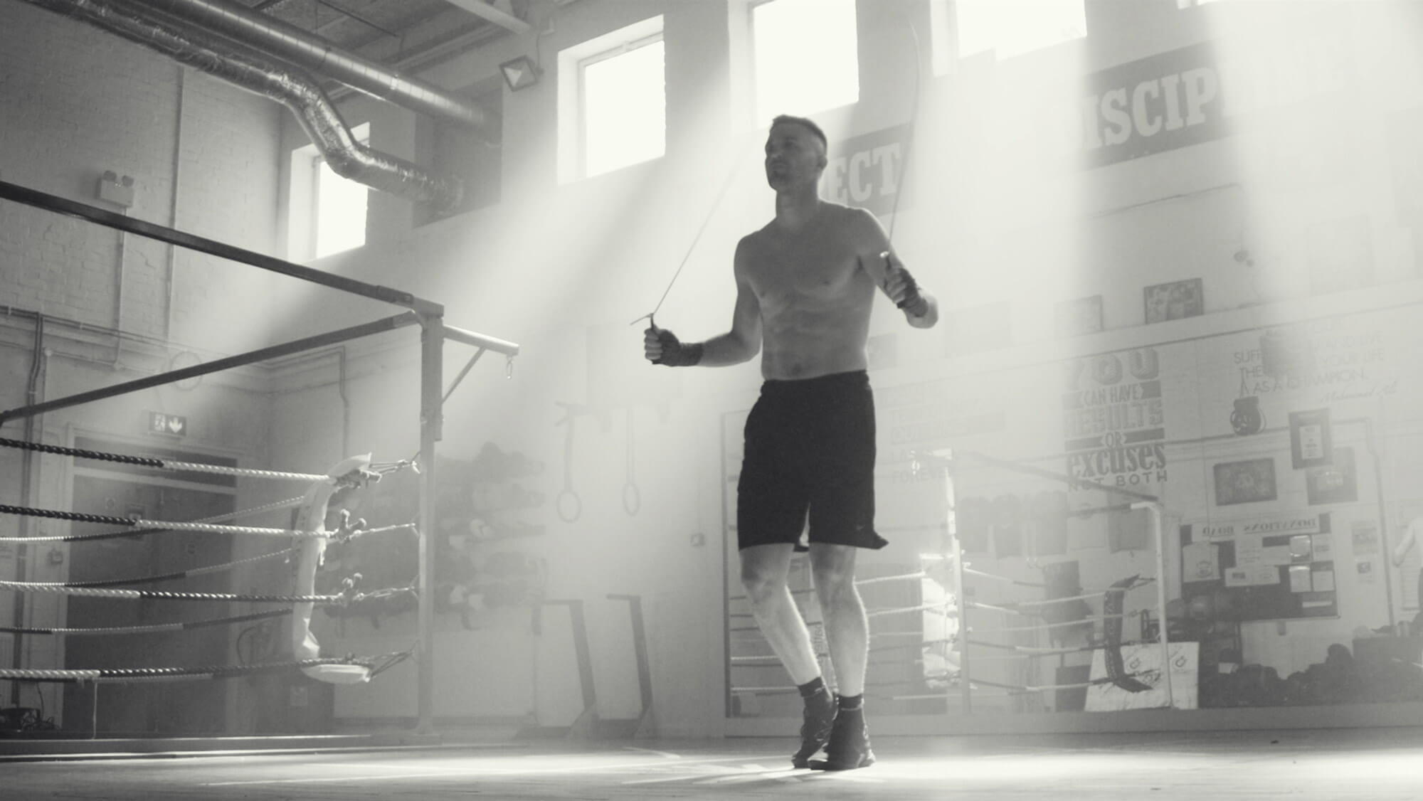 Boxer Josh Taylor, the Tartan Tornado, training with a skipping rope, from the Rise Media case studies archive