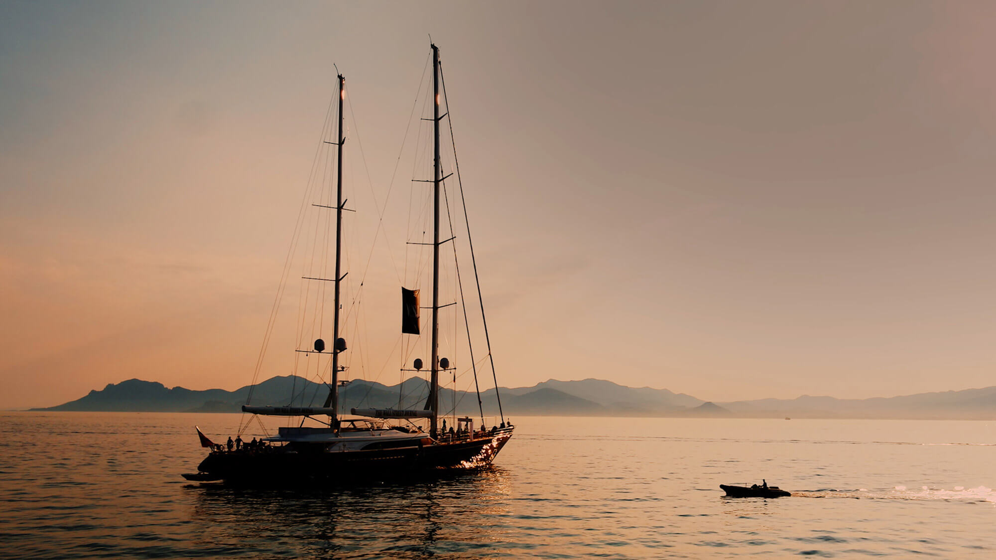 Still of a yacht at sunset from a cannes event video for Wall Street Journal, from the Rise Media case studies archive